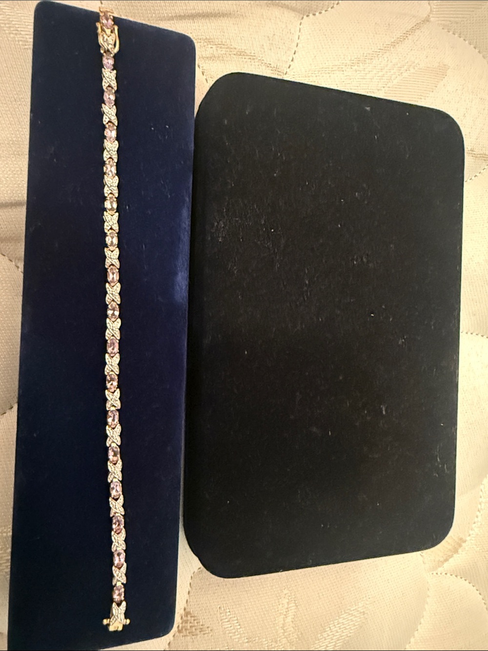 Gold Tone Bracelet with Purple Gem Accents gold plated